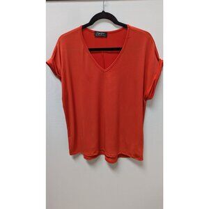 Brigitte Briana Orange V-Neck Dolman Blouse